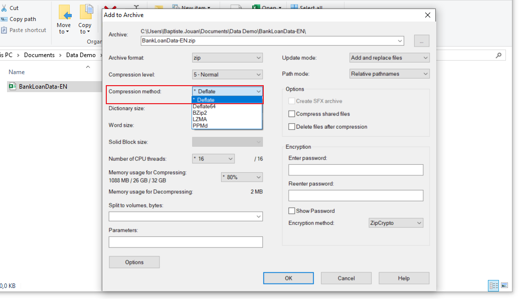 7zip compression method