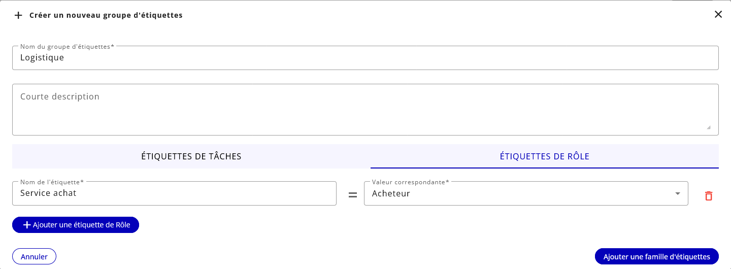 édition des dimensions d’un groupe d’étiquettes